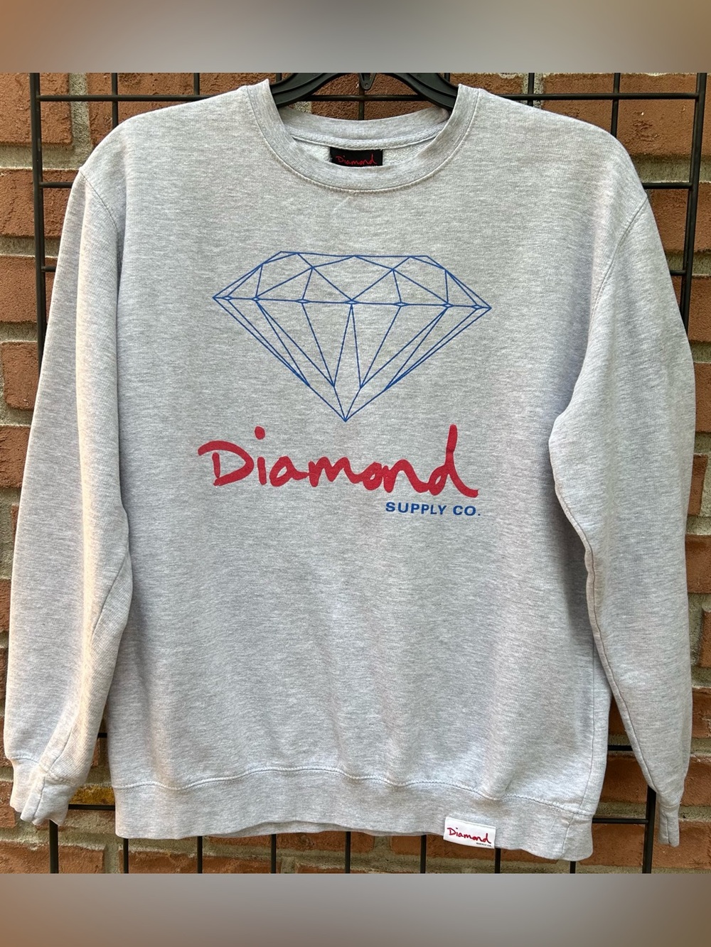 Vintage Diamond Supply Co. Gray Sweatshirt with Blue Diamond Graphic